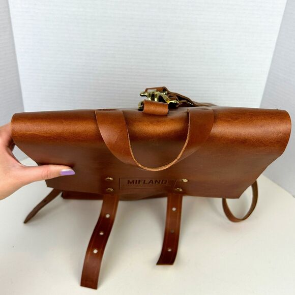 Mifland Standard Rucksack USA Made Full Leather Backpack Tan Oil Copper Bag - Picture 5 of 13